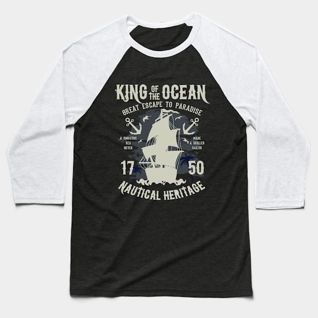 King Of The Ocean Baseball T-Shirt by GoshaDron